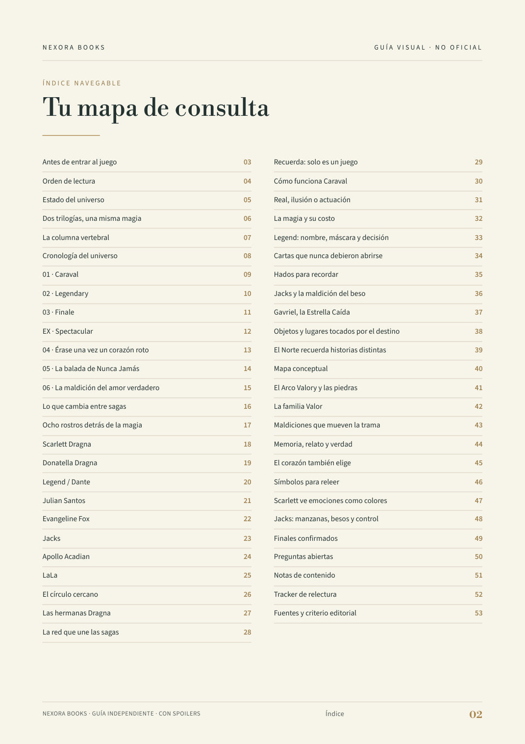 Caraval + Érase una vez un corazón roto · Guía visual PDF