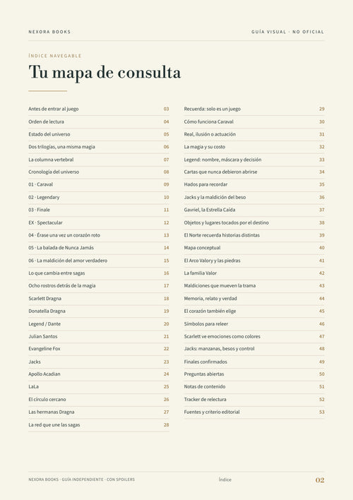 Caraval + Érase una vez un corazón roto · Guía visual PDF