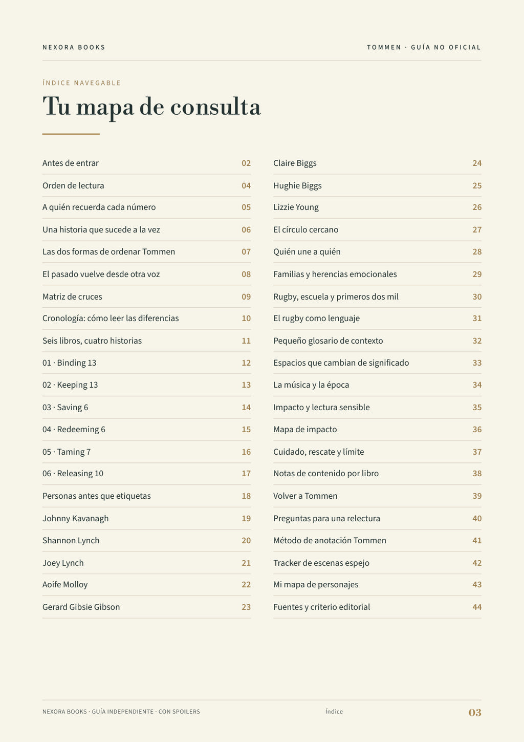 Los chicos de Tommen · Guía visual PDF