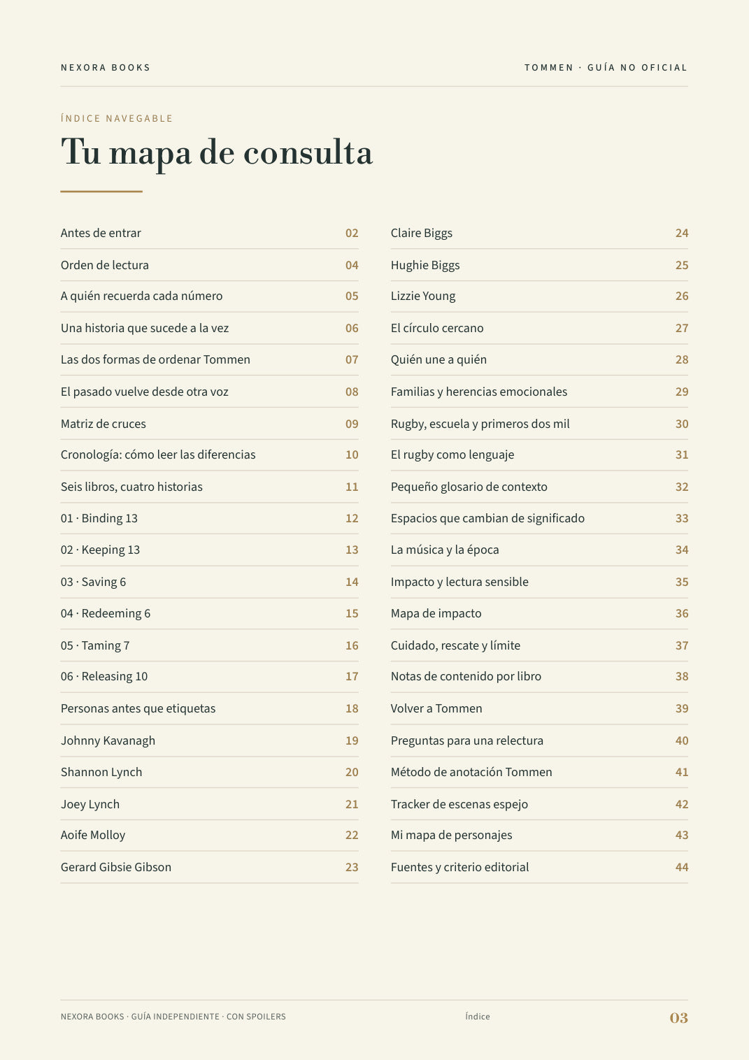 Los chicos de Tommen · Guía visual PDF