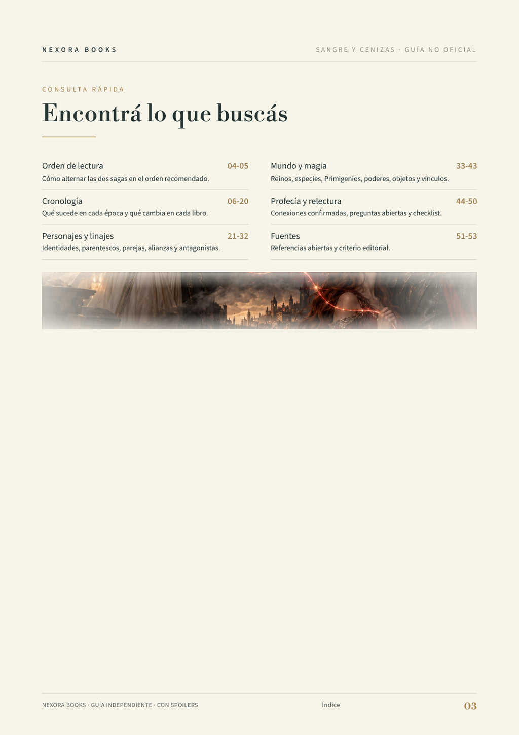 De sangre y cenizas + Carne y fuego · Guía visual PDF